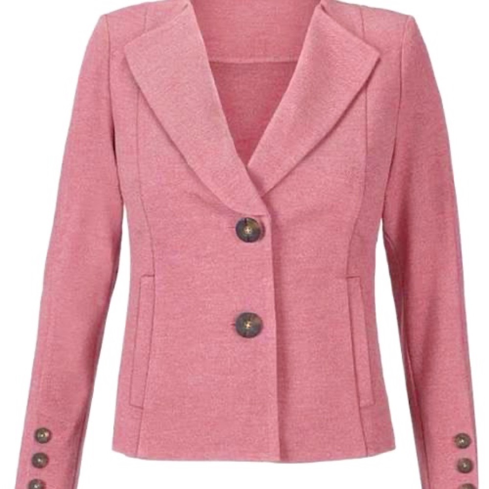 Cabi Applaud Jacket Size 2 Rose Pink Quartz Pockets Multi Button Cuffs Size 2